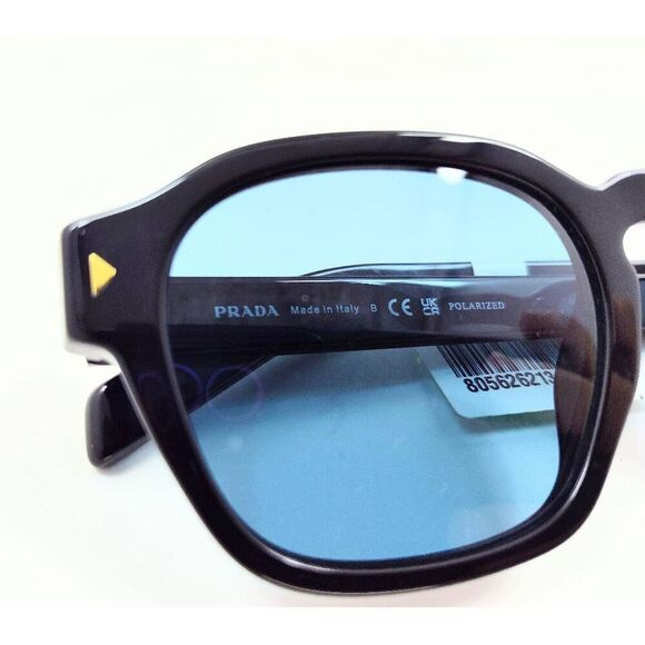 PRADA A16S BLACK SHN POLARIZED BLUE LENSE SUNGLASSES NEW IN CASE & BOX WITH TAGS - Picture 3 of 15